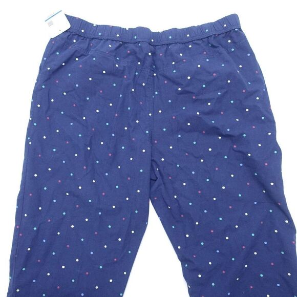 Emily Daniels Cropped Pants Women's XL Blue Polka Dot 100% Cotton Etastic Waist - Picture 2 of 6